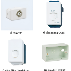 Ổ cắm TV, ổ cắm cáp mạng, ổ cắm điện thoại Panasonic, mặt thiết bị, đế âm, đế nổi dòng Wide